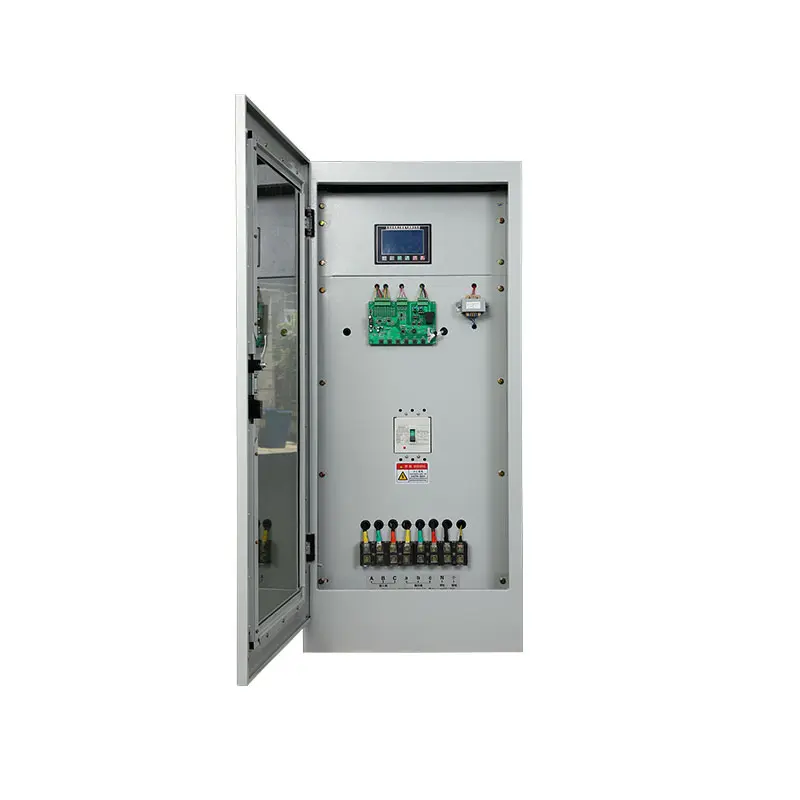 Three-phase fully automatic compensated power voltage stabilizer-transparent model